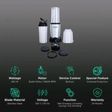 Croma Nutri 450 Watt 2 Jars Mixer Grinder Blender (19000 RPM, Bullet Motor, Silver and Black) - OPEN BOX
