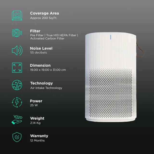EUREKA FORBES AP 150 Air Purifier with Surround 360 Degree Air Intake Technology (3 Stage Filtration, White)