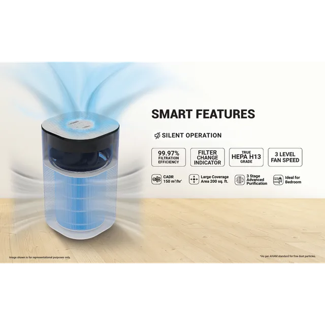 EUREKA FORBES AP 150 Air Purifier with Surround 360 Degree Air Intake Technology (3 Stage Filtration, White)