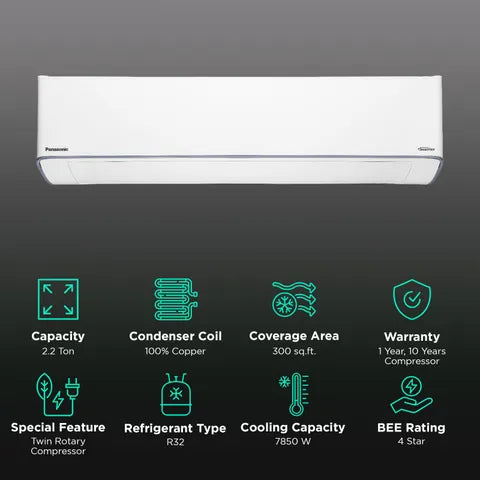 Panasonic QU 7 in 1 Convertible 2.2 Ton 4 Star Inverter Split Smart AC with Voice Assistant (Copper Condenser, CS/CU-QU26AKYF) (OPENBOX)