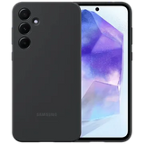 SAMSUNG Hard Silicone Back Cover for SAMSUNG Galaxy A55 (Silky Smooth Fit, Black)