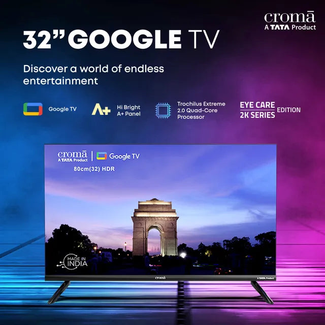 Croma 80 cm (32 inch) HD Ready LED Smart Google TV with Dolby Audio (OPENBOX)