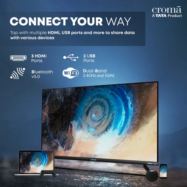 Croma 80 cm (32 inch) HD Ready LED Smart Google TV with Dolby Audio (OPENBOX)