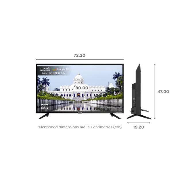 Croma 80 cm (32 inch) HD Ready LED Smart Google TV with Dolby Audio (OPENBOX)