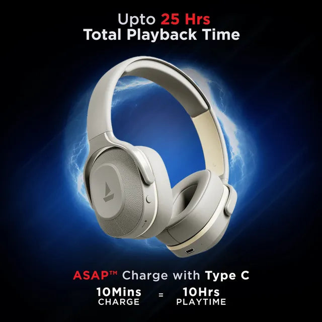 boAt Rockerz 425 Bluetooth Headphone with Mic (Environmental Noise Cancellation, Over Ear, Ash Grey)
