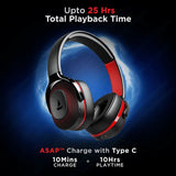 boAt Rockerz 425 Bluetooth Headphone with Mic (Environmental Noise Cancellation, Over Ear, Active Black) (OPENBOX)