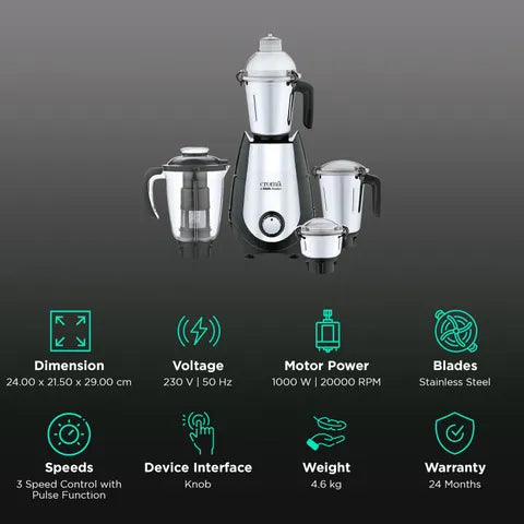 Croma 1000W 4 Jar Mixer Grinder