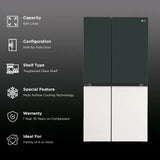 LG 650 Litres 3 Star Frost Free Side by Side Smart Wifi Enabled Convertible Refrigerator with Multi Air Flow (GL-B257EET3, Emerald Green Tango) - OPEN BOX