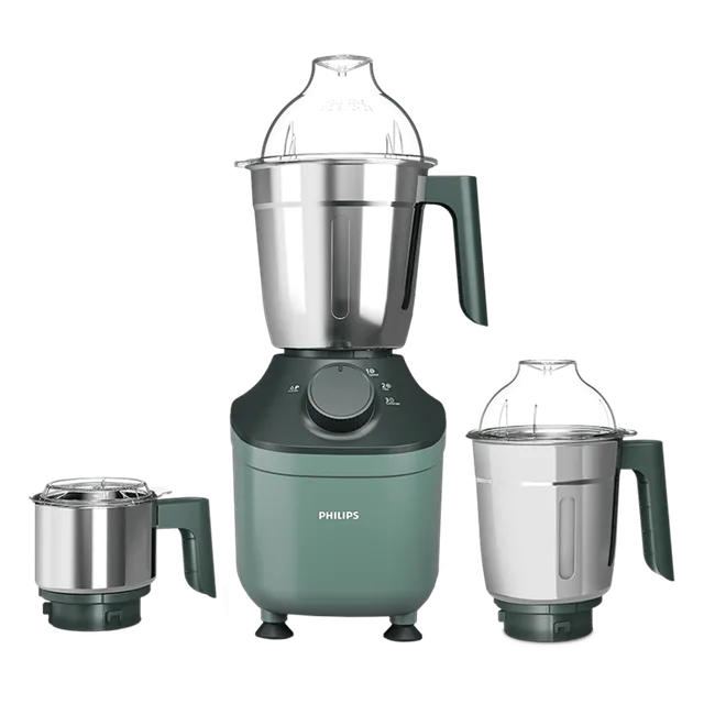 PHILIPS 800 Watt 3 Jars Mixer Grinder (MicroGrind Technology, Green) - OPEN BOX
