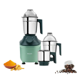 PHILIPS 800 Watt 3 Jars Mixer Grinder (MicroGrind Technology, Green) - OPEN BOX