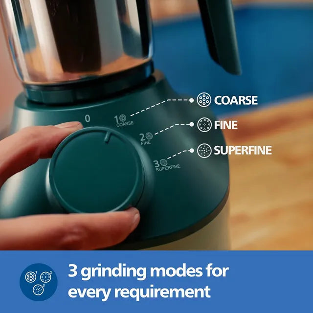PHILIPS 800 Watt 3 Jars Mixer Grinder (MicroGrind Technology, Green) - OPEN BOX