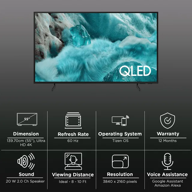 SAMSUNG Q7F 140 cm (55 inch) 4K Ultra HD QLED Smart Tizen TV with Alexa & Google Assistant (2025 model)- OPEN BOX