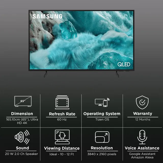 SAMSUNG Q7F 165 cm (65 inch) QLED 4K Ultra HD Smart Tizen TV with Google Voice Assistant (2025 model)- OPEN BOX