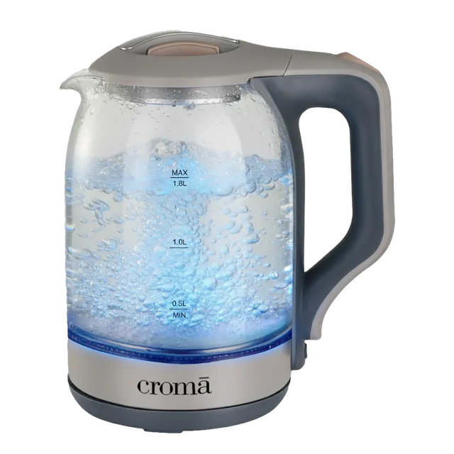 Croma 1500 Watt 1.8 Litre Electric Kettle with Auto Shut Off (Grey) - OPEN BOX