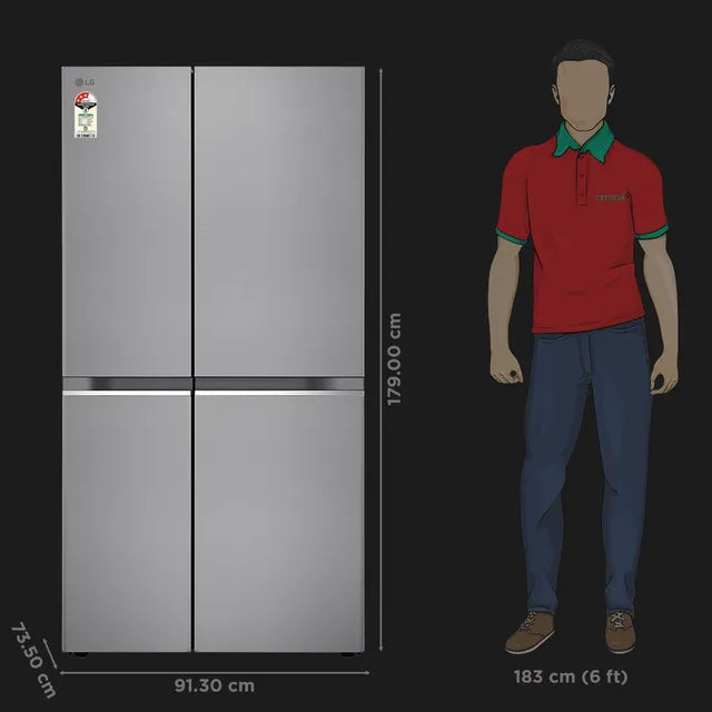 LG 650 Litres 3 Star Frost Free Side by Side Refrigerator with DoorCooling Plus Technology (GL- B257HPZ3, Shiny Steel)-OPEN BOX