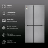 LG 650 Litres 3 Star Frost Free Side by Side Refrigerator with DoorCooling Plus Technology (GL- B257HPZ3, Shiny Steel)-OPEN BOX