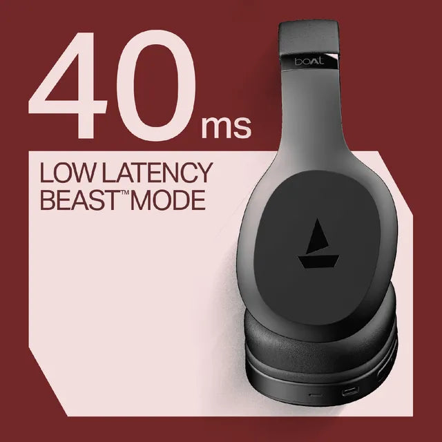 boAt Rockerz 412 Bluetooth Headphone with Mic (60 Hours Playback, Over Ear, Active Black)q-open box