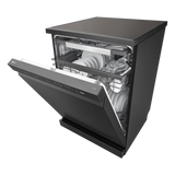 LG 15 Place Settings Free Standing Smart Dishwasher with Front Control Panel (No Pre-rinse Required, Matte Black)-OPEN BOX