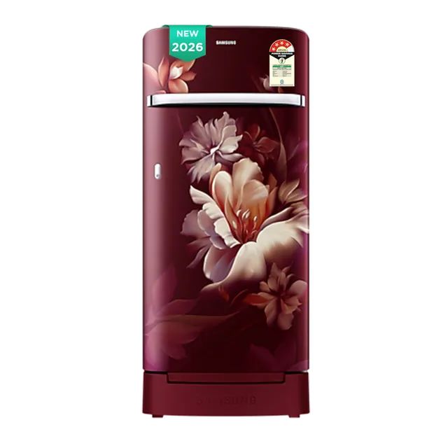Samsung RR21 189 Litres 4 Star Direct Cool Single Door Refrigerator with Anti Bacterial Gasket (RR21H2H24RZ/HL, Midnight Blossom Red) (2026 Model)-OPEN BOX