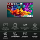 LG evo AI 218 cm (86 inch) 4 Star QNED Mini LED 4K Ultra HD Smart webOS TV with Intelligent Voice Recognition (2026 model)-OPEN BOX