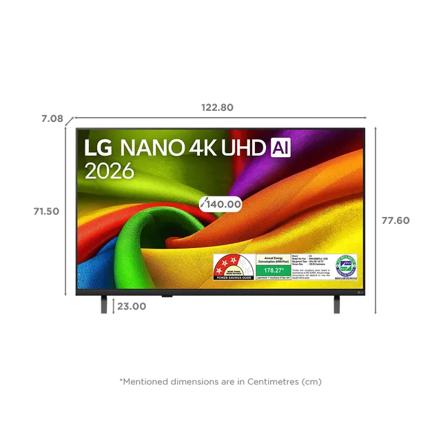 LG NanoCell AI NU885 140 cm (55 inch) 3 Star 4K Ultra HD Smart webOS TV with Intelligent Voice Recognition (2026 model)-OPEN BOX