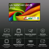 LG NanoCell AI NU885 140 cm (55 inch) 3 Star 4K Ultra HD Smart webOS TV with Intelligent Voice Recognition (2026 model)-OPEN BOX