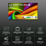 LG Nano AI 43NU885BPLA 108 cm (43 inch) 2 Star 4K Ultra HD Smart webOS 26 TV with AI Hub (2026 model)-open box