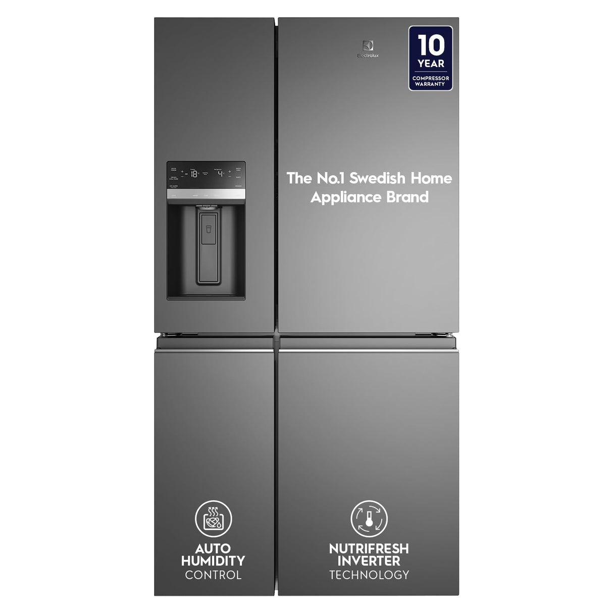 Electrolux UltimateTaste 900 680 Litres Frost Free French Door Refrigerator with Water Dispenser (EQE6879A-B NIN, Glossy Dark Grey)