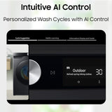 Samsung Smart Choice 9 kg, 5 Star, AI Control, AI Ecobubble, Super Speed, Wi-Fi, Hygiene Steam with Inbuilt Heater, Digital Inverter, Fully-Automatic Front Load Washing Machine (WW90DG6U24ASTL, NAVY) - OPN BOX
