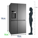 Electrolux UltimateTaste 900 680 Litres Frost Free French Door Refrigerator with Water Dispenser (EQE6879A-B NIN, Glossy Dark Grey)