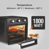 Glen Large Air Fryer Oven 25L 1800W, with Rotisserie, 6 Functions, Time & Temp Control, 3 Trays & 4 Accessories | All in One Airfryer Oven: Grill, Bake, Fry & Roast - OPEN BOX