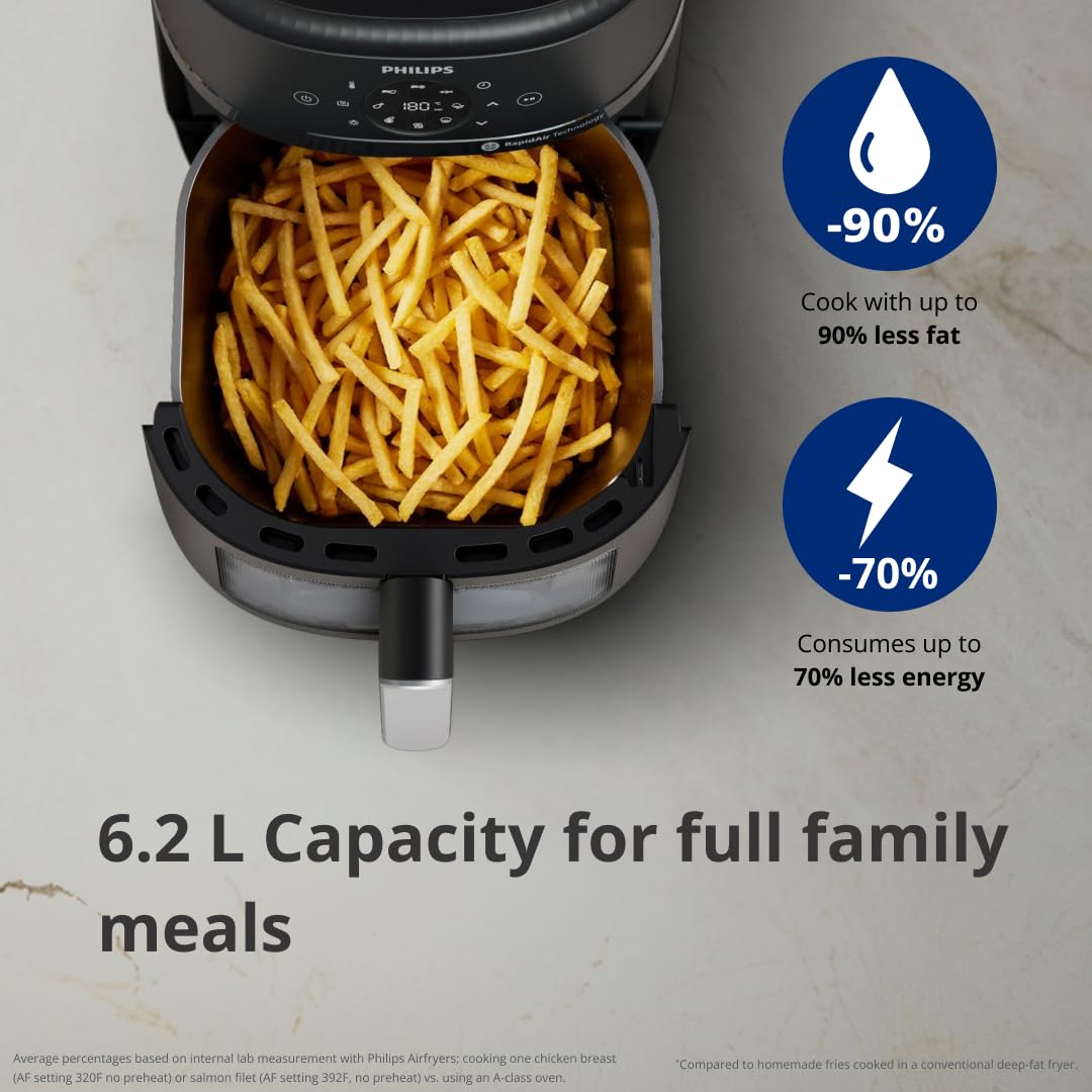 PHILIPS Air Fryer NA231/00 with touch panel, 6.2 Litre, Extra Large - OPEN BOX
