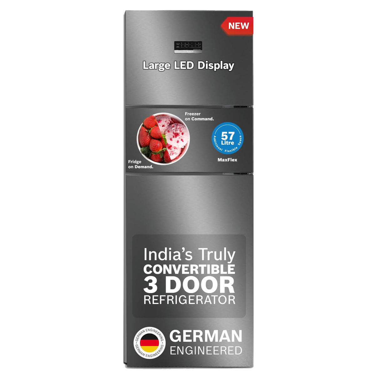 Bosch 335L Max Flex,3 Star,8 in 1 Convertible,Vario Inverter,Frost Free Triple Door Refrigerator,Smo