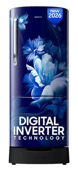 Samsung 223 L, 3 Star, Digital Inverter, Direct-Cool Single Door Refrigerator (RR24H2823UZ/NL, Midnight Blossom Blue, Base Stand Drawer, Single Touch Defrost, 2026 Model)-OPEN BOX