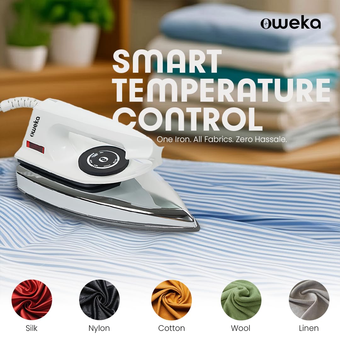 Nero 1000 Watt Dry Iron for clothes with German Coating Technology, Non Stick Soleplate coating | 5 level safety| Anti-Bacterial Coating- OPEN BOX
