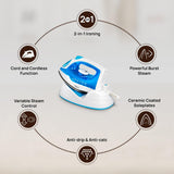 wipro Elato Gs206 2In1 Cord Plus Cordless Steam Iron|Dry&Steam Iron|1250 Watts|Scratch Resistant Ceramic Soleplate|Vertical&Horizontal Steaming|Anti Calc|Anti Drip|Autoclean Tech- OPEN BOX