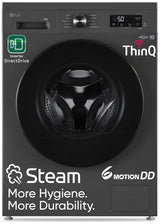 LG 8 Kg, 5 Star, Wi-Fi, Direct Drive Technology, Steam Wash, 6 Motion DD, Fully-Automatic Front Load Washing Machine (FHB1208Z4M, Allergy Care, In-Built Heater, Touch Panel, Middle Black)-OPEN BOX