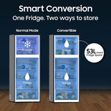 Samsung 236 L, 3 Star, Convertible, Digital Inverter Frost Free Double Door Refrigerator (RT40H28U3THL, Silver, Refined Inox, 2026 Model)-OPEN BOX