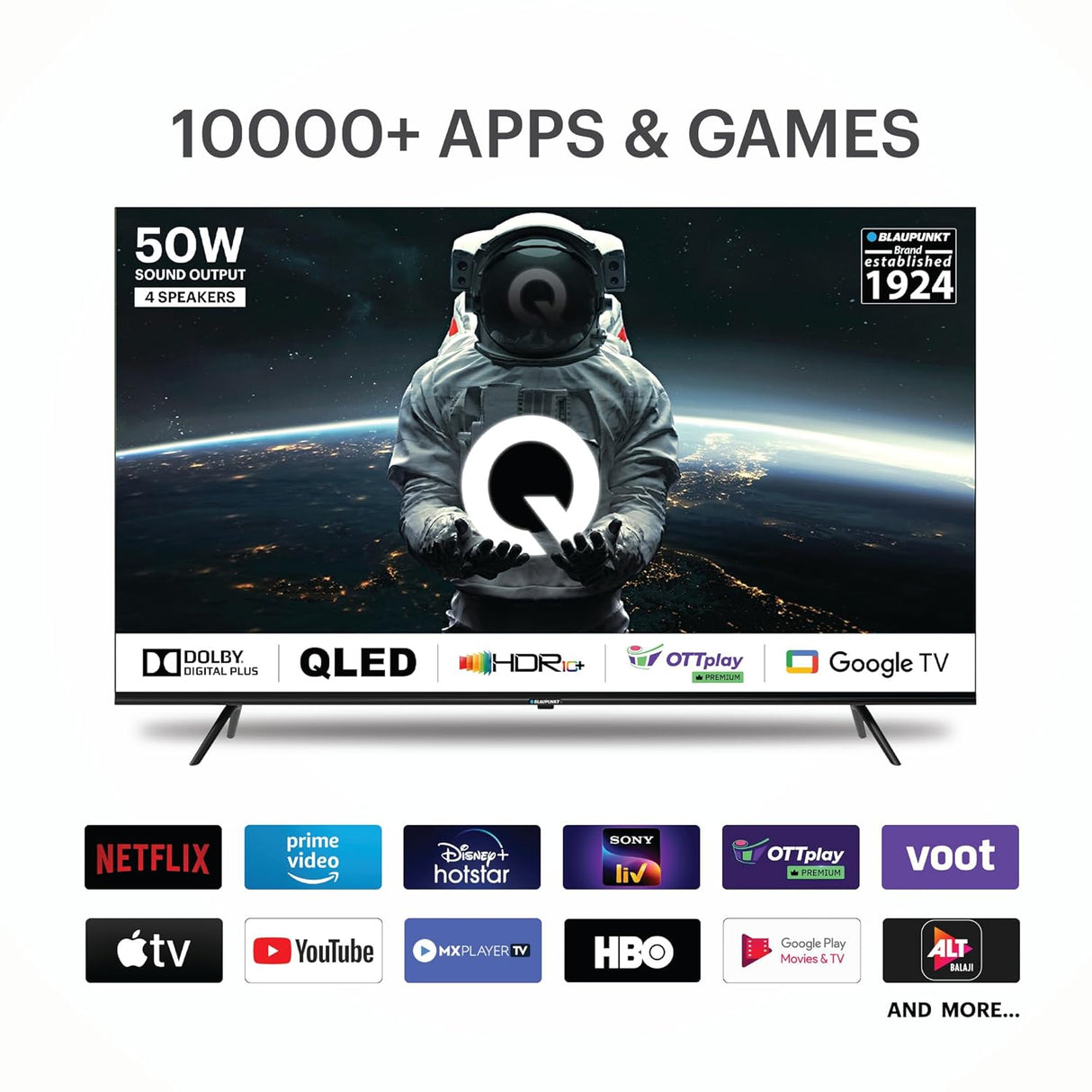 Blaupunkt 108 cm (43 inches) Quantum Dot Series 4K Ultra HD QLED Google TV 43QD7050 (Black)