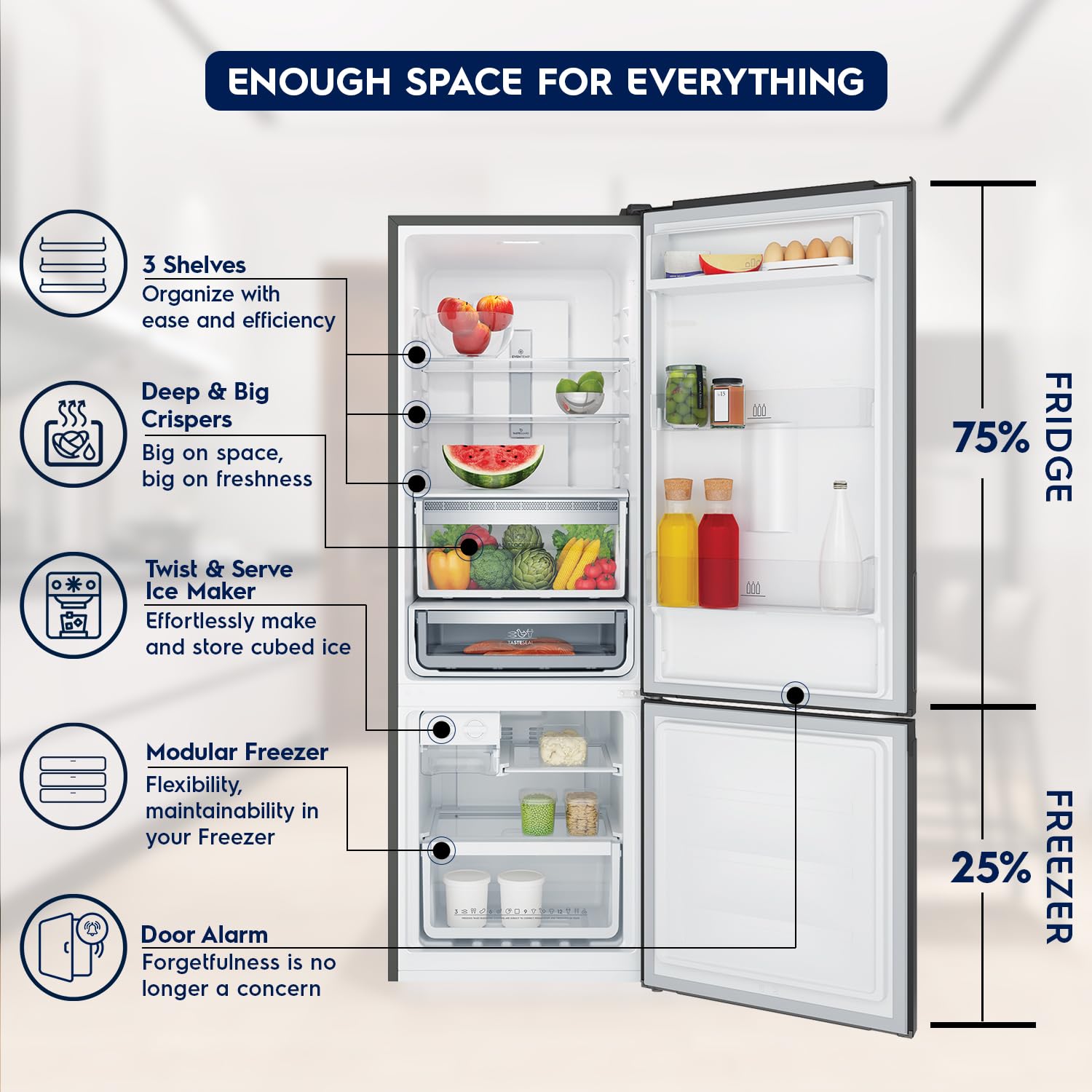 Electrolux 335L Frost Free Double Door Bottom Mount Refrigerator