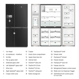 Electrolux UltimateTaste 900 680 Litres Frost Free French Door Refrigerator with Water Dispenser (EQE6879A-B NIN, Glossy Dark Grey)