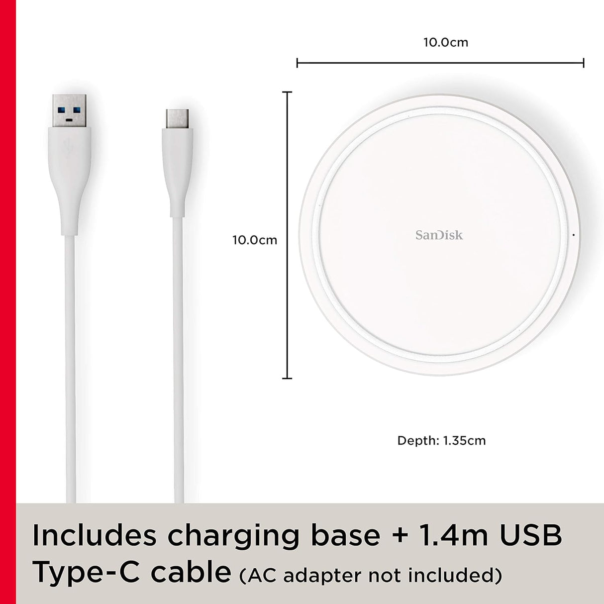SanDisk iXpand Wireless Charger 15W with QC 3.0 and Type-C Cable
