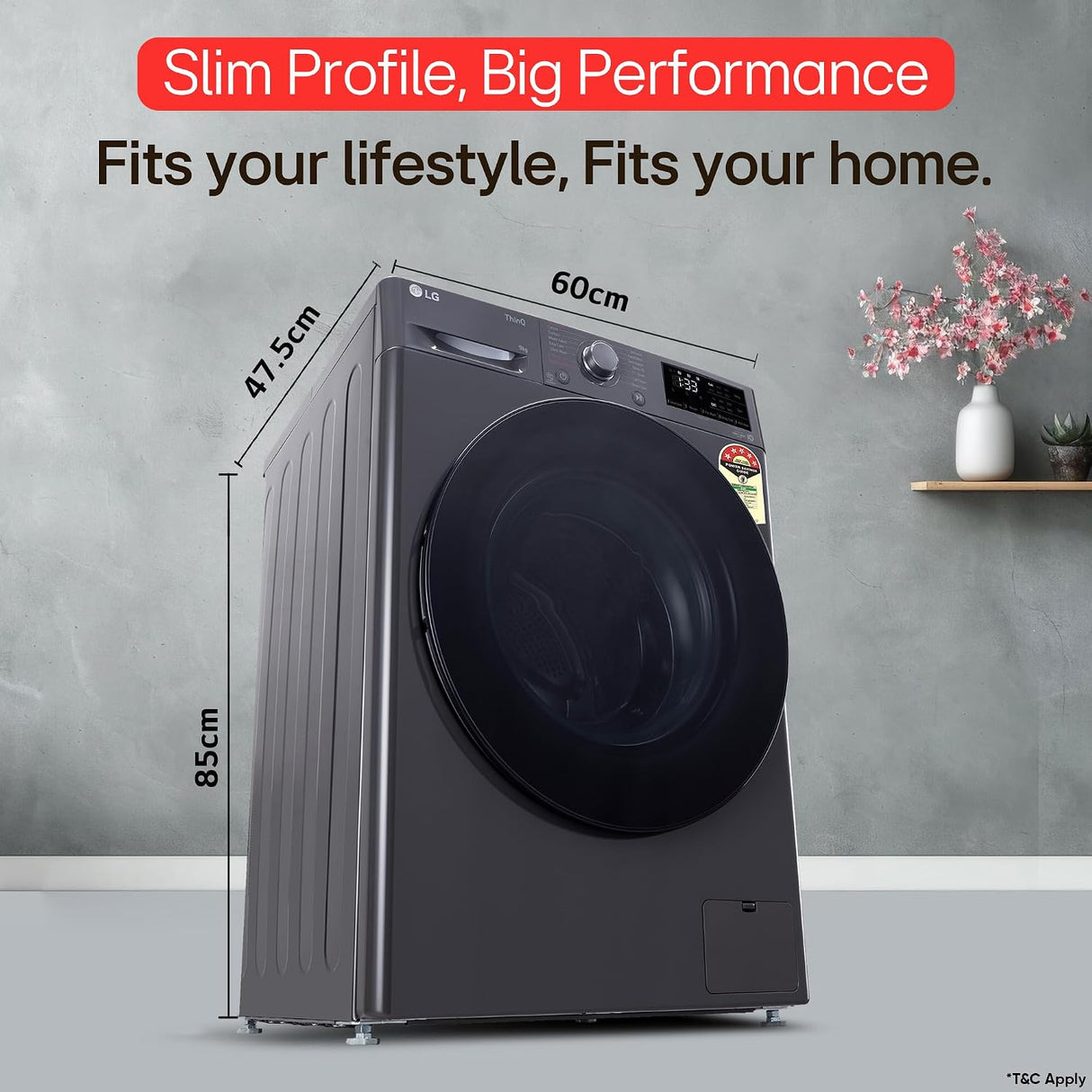LG Smart Choice, 9 Kg, 5 Star, AI Direct Drive Technology, Steam, 6 Motion DD & Wi-Fi Fully-Automatic Front Load Washing Machine (FHP1209Z5M, Intelligent & Convenient Fabric Care, Middle Black)-OPEN BOX
