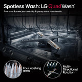 LG 14 Place Settings(fits up to 80 utensils) Inverter Direct Drive, Wi-Fi Free Standing Dishwasher (DFB424FP, Silver, Silent Operation, Tough Stain Removal, Adjustable racks & TrueSteam)-open box