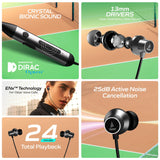 boAt Rockerz 280 ANC w/Crystal Bionic Sound Powered by Dirac Opteo, Active Noise Cancellation, 13mm Drivers, ASAP Charge, 24H Playback & ENx Tech in- Ear Bluetooth Neckband (OPENBOX)