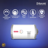 Racold CDR DLX Plus 25L Horizontal Energy Efficient Storage Water Heater(Geyser) with Free Standard Installation & Pipes|Temperature Display & Knob|Fits Under False Ceilings|Titanium Enameled Coating - OPEN BOX