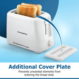 Crompton SunBrown Classic Pop-up Toaster 700W with Removable Crumb Tray | 6 Browning Levels with Cancel Function | Dust Cover Plate | White Cool Touch Body - OPEN BOX