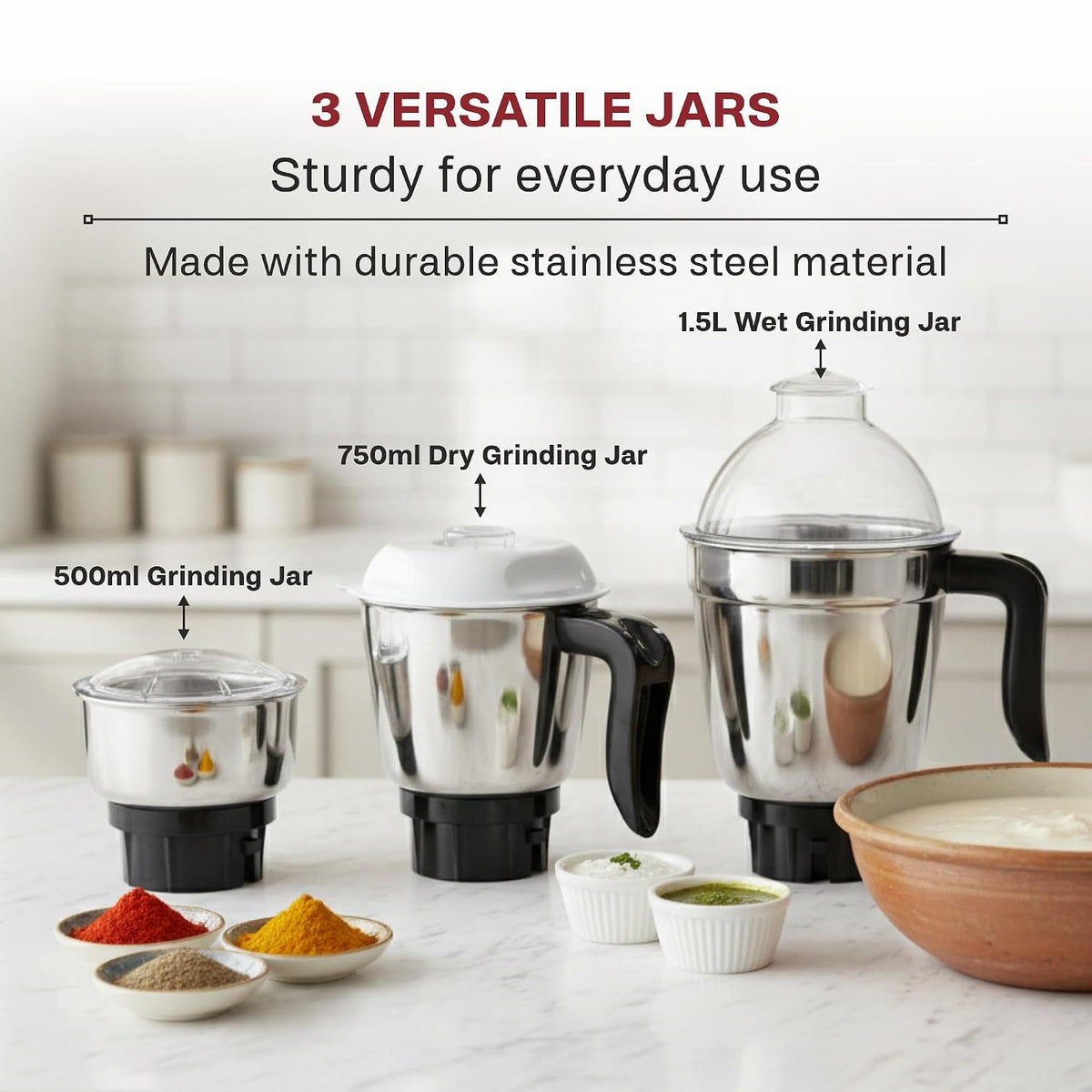 Butterfly Jet Elite 750W Mixer Grinder with 5 Jars - OPEN BOX
