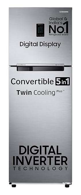 SAMSUNG 322 Litres 3 Star Frost Free Double Door Convertible Refrigerator with Stabilizer Free Operation (RT37C4523S8/HL, Elegant Inox)