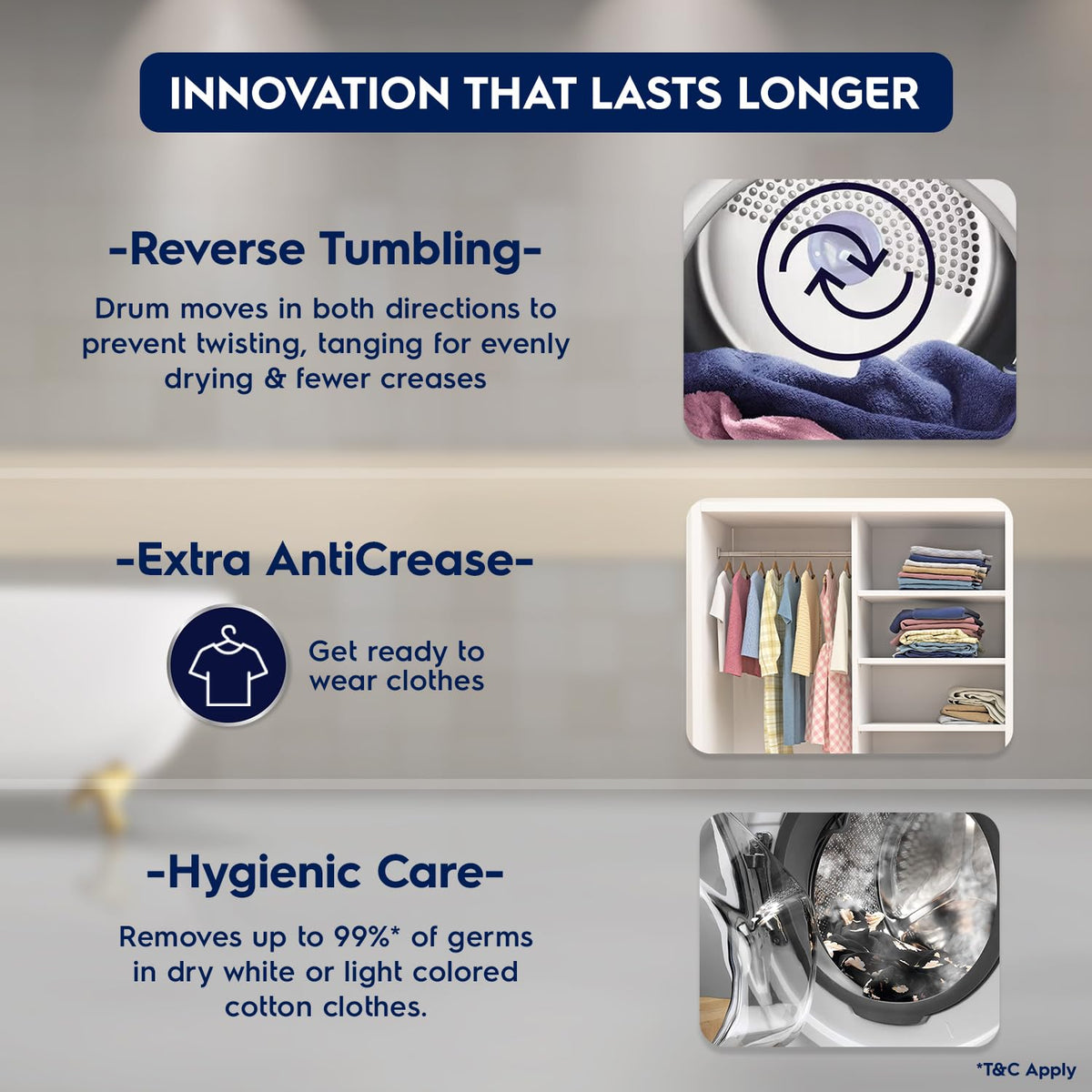 Electrolux 7.5Kg Vented Dryer Machine for Clothes, Reverse Tumbling, Smart Sensors, Colour Care, Drying Only - No Washing Function, UltimateCare 300, EDV754H3WB, White- OPEN BOX